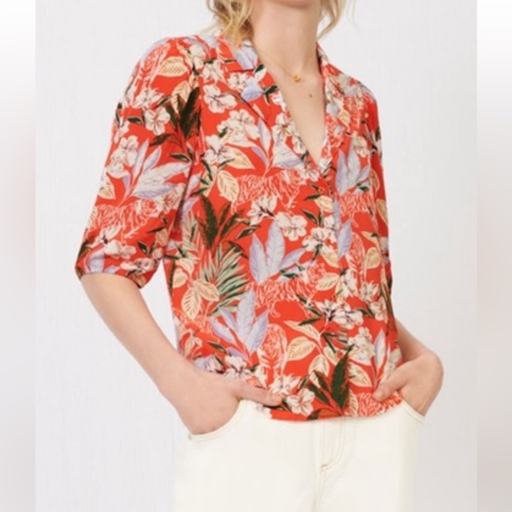 NWT Maje Jungle Blush Floral Blouse